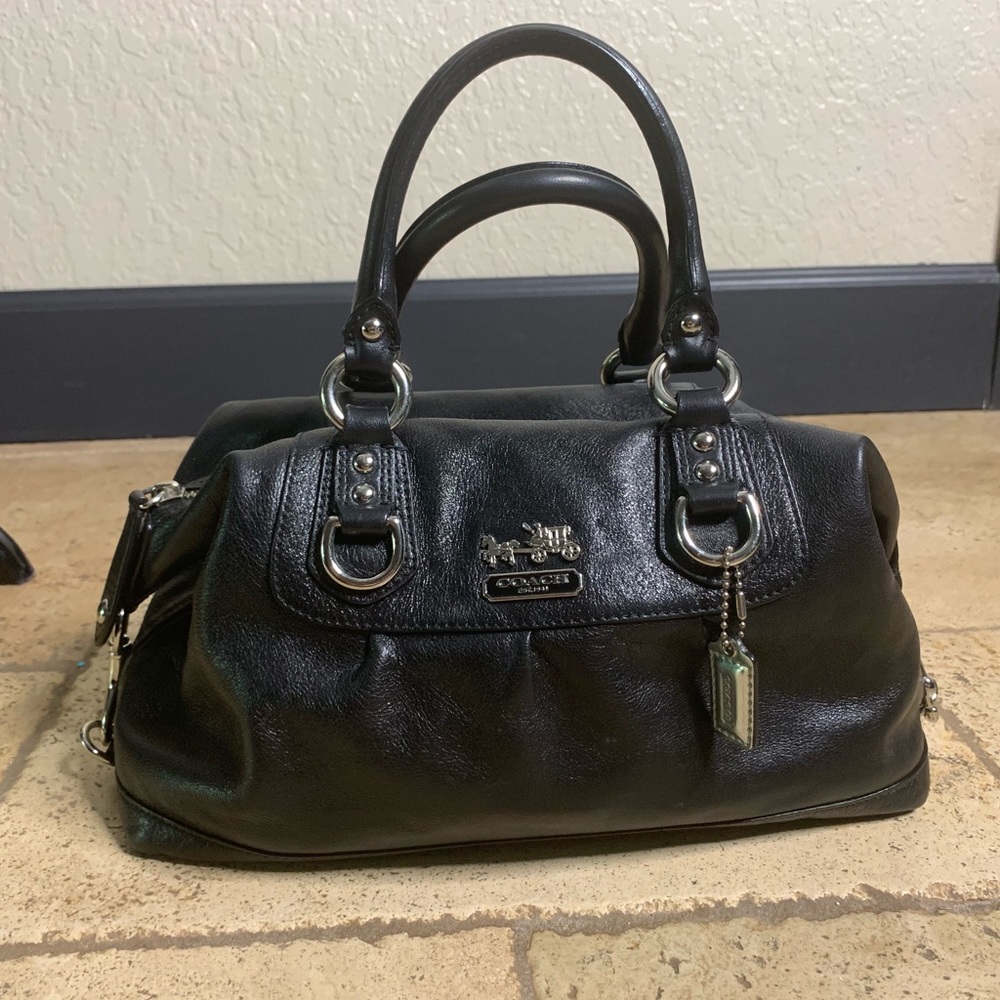 COACH Black Leather Satchel EUC Vintage 💜